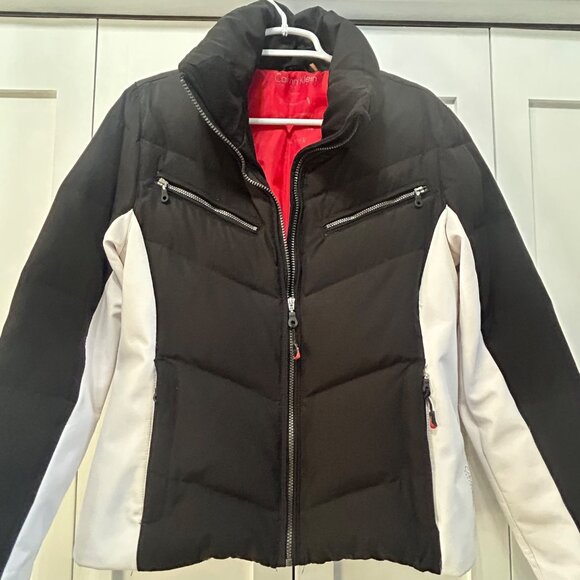 Calvin Klein Performance Womens Medium Black & White Down/Feather Puffer Jacket - Picture 4 of 9